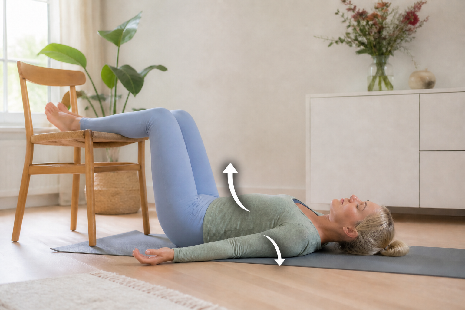 Legs on chair breathing